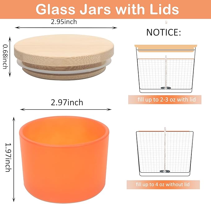 MILIVIXAY 20 Pack 4 OZ Fall Candle Jars with Lids and Candle Making Kits - Bulk Wide Mouth Small Empty Candle Jars for Making Candles - Spice, Powder Containers.