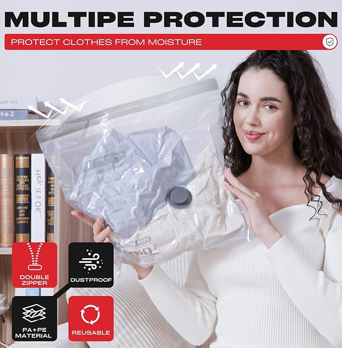 Travel Vacuum Storage Bags with Rechargeable USB Pump, 15 Pack Carry-On Size Compression Packing Bags for Luggage and Suitcase, Space Saver for Clothes and Clothing Travel