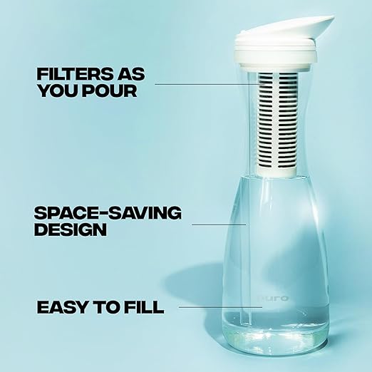 Puro Glass Water Filter Pitcher - Long Lasting Filter - Faster Filtering - 1.3L - Carbon Water Filter Removes Lead, Odors, Chlorine (2 Pack)