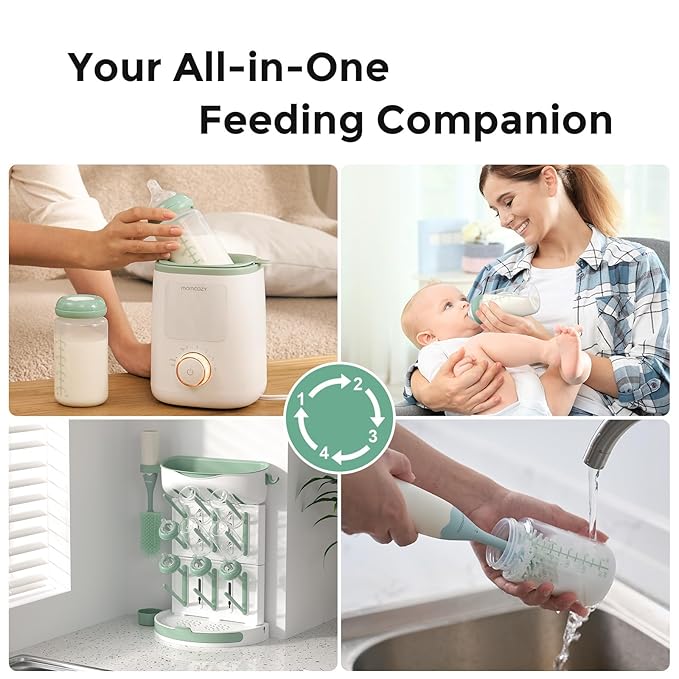 Momcozy Natural Baby Bottle, Wide-Neck, BPA Free Breast Milk Container, Storage Collection Bottle for Fridge & Milk Cooler, Breastfeeding Essential, 11 oz, 4 pcs