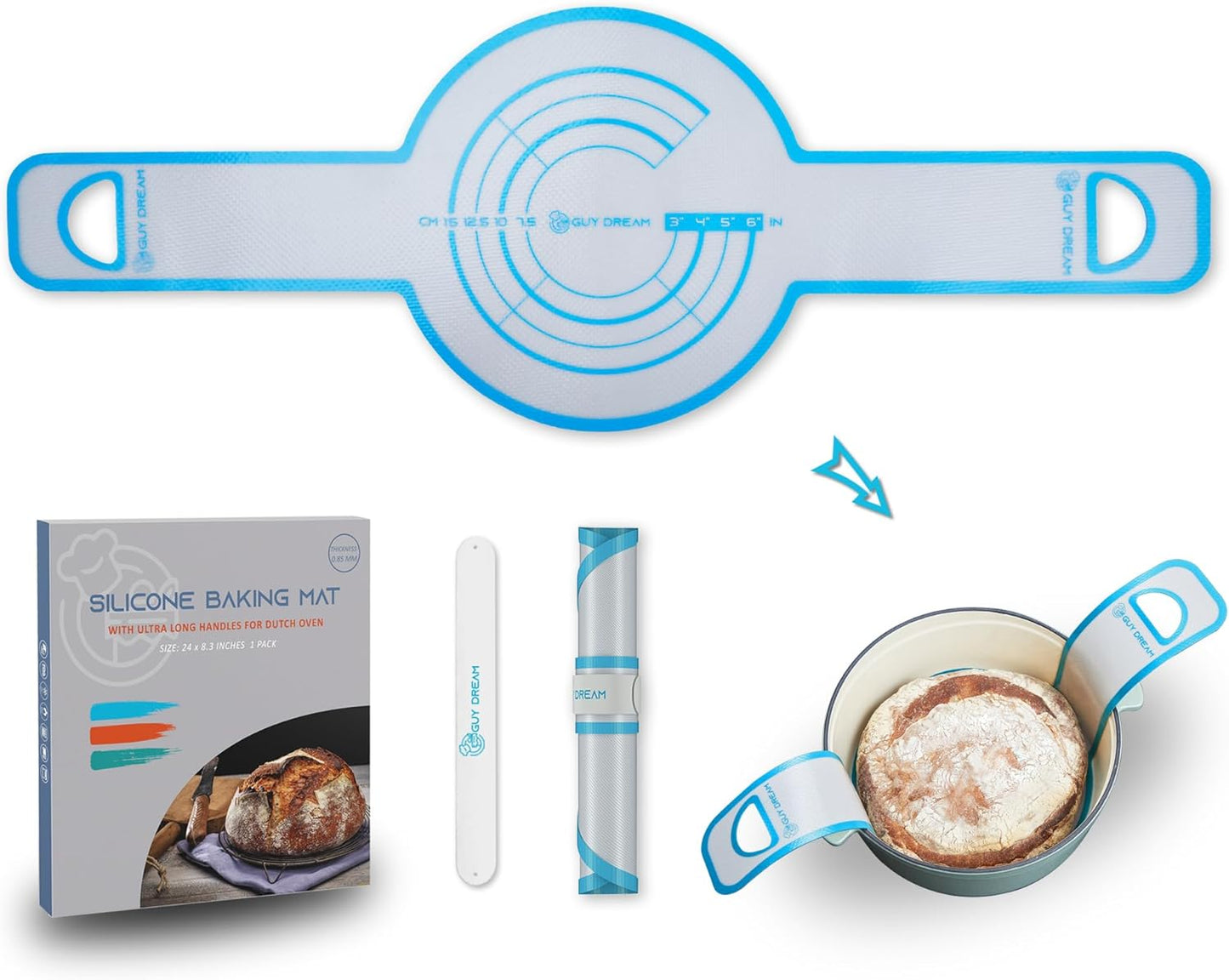 GUYDREMAT Reusable Silicone Bread Sling for Artisan Bread Baking - Easy Lift Tool for Dutch Oven, Heatproof, Non-Stick, Food-Grade Silicone, Perfect for Sourdough, Bagels, and Rolls