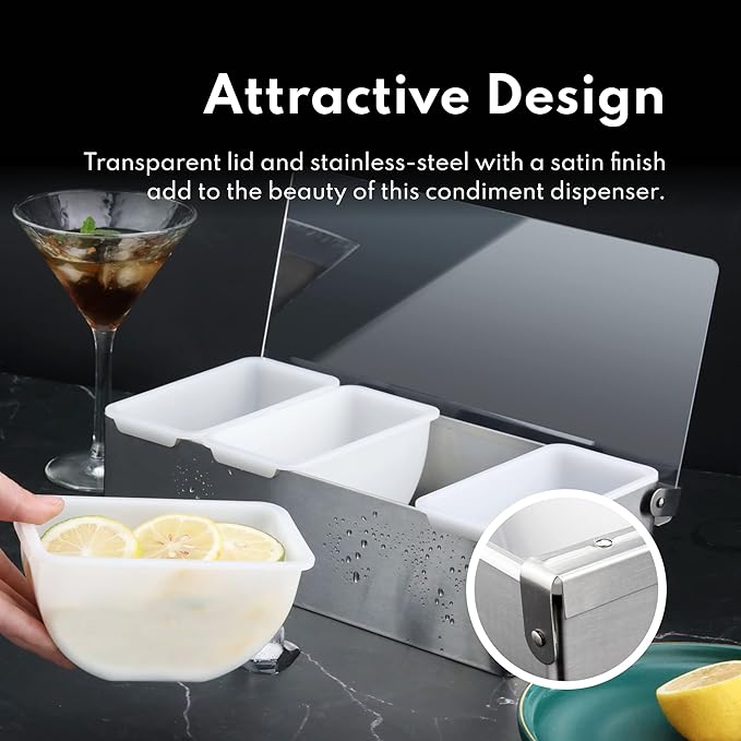 New Star Foodservice 48049 Stainless Steel Condiment Dispenser with 6 Compartments (NO ICE TRAY INCLUDED)