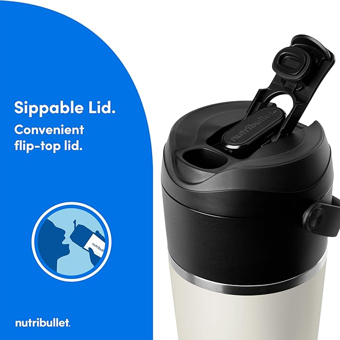 nutribullet Flip Portable Blender with Insulated Cup, Cordless, Matte Linen, NBPB50350LIN