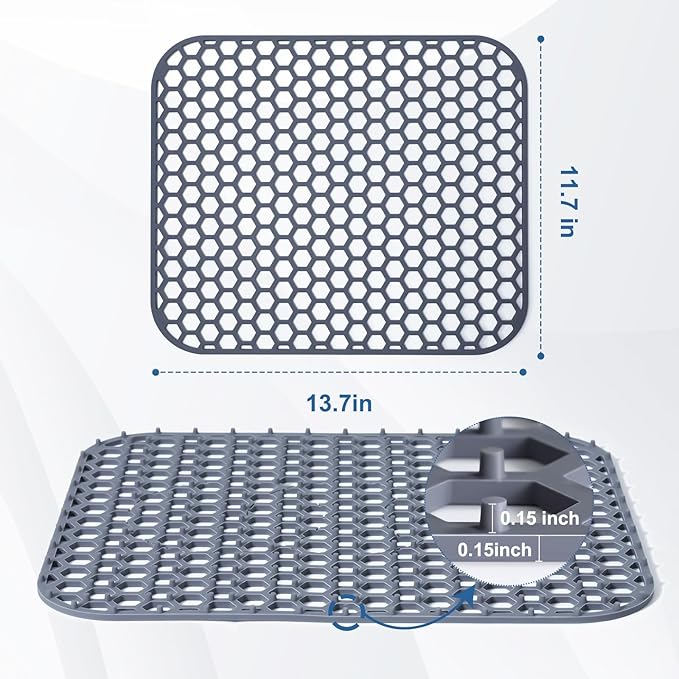 Bestjing 2 Pack 13.7"x 11.7" Silicone Kitchen Sink Protector Mat - Kitchen Grid Accessory, Non-Slip Heat Resistant Sink Grid Dry Mat for Bottom of Porcelain Stainless Steel, Dishwasher Safe