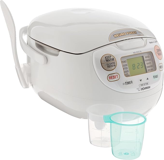 Zojirushi 586361-CV-DCC40XT America Corporation Ve Hybrid Water Boiler And Warmer, 4-Liter, Stainless Dark Brown and Zojirushi NS-ZCC10 Neuro Fuzzy Cooker, 5.5-Cup uncooked rice / 1L, White