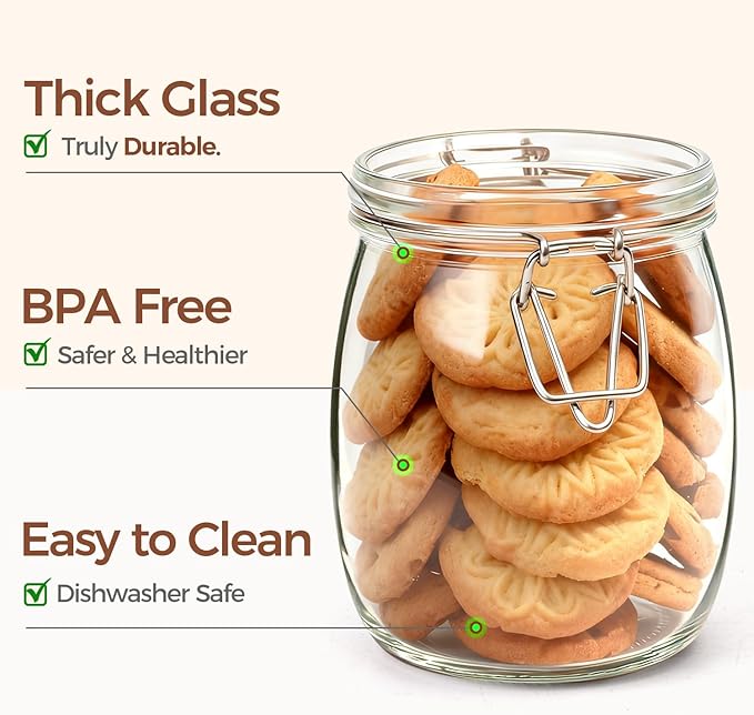 ComSaf 6-Pack 25oz Round Glass Mason Jars with Lids, Airtight Canning Jars for Preserving & Pickling, Multi-Purpose Storage Containers for Kitchen, Bathroom & Laundry, Ideal Housewarming Gift Set