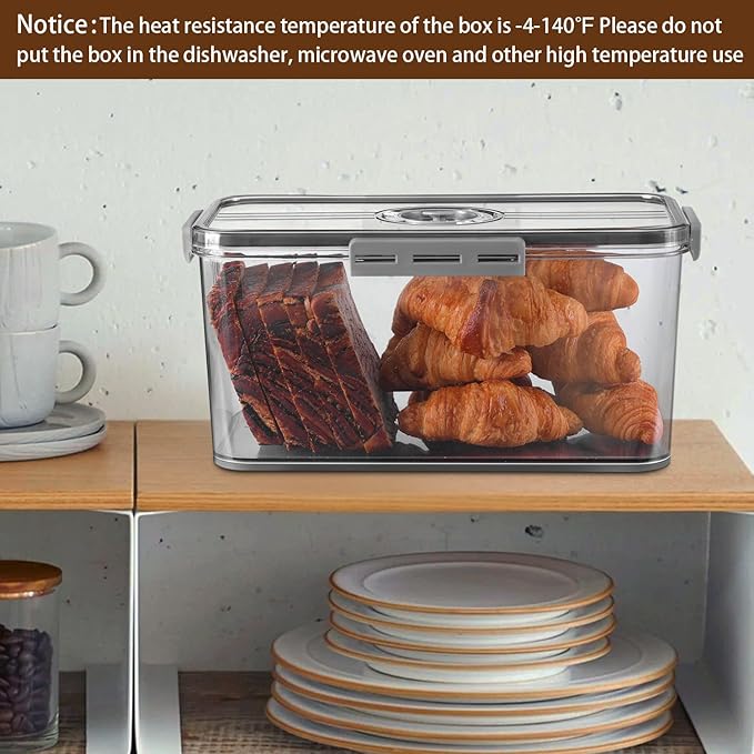 Gifhomfix Bread Box Bread Boxes for Kitchen Counter Airtight, Time Recording Bread Storage Container with Lid, Bread Keeper for Homemade Bread, Toast, Bagel, Donut and Cookies, LARGE Dark Grey