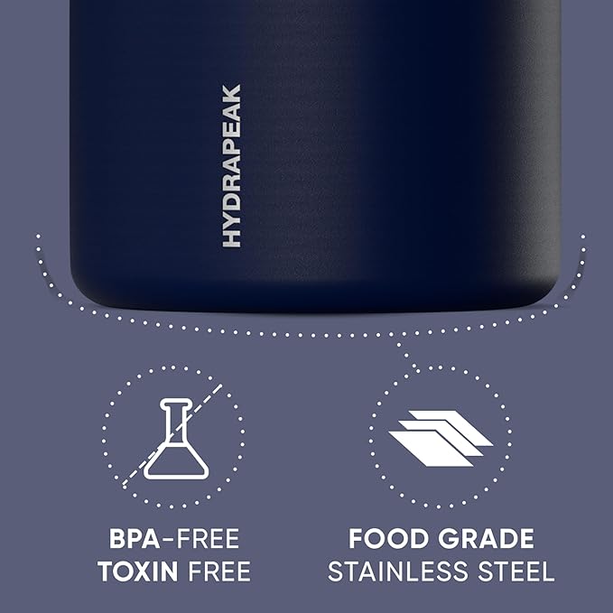 Hydrapeak 18oz Stainless Steel Vacuum Insulated Food Jar Kids for Hot and Cold Food, Wide Mouth Leak-Proof Soup Adults, 10 Hours 16 (Navy) (HP-Foodie18)