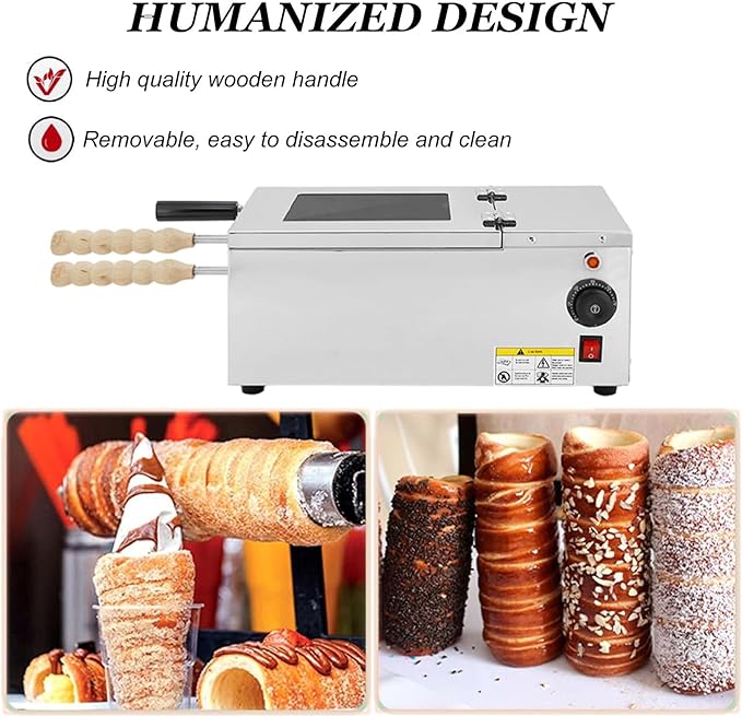 Cake Pop Roller Machine, Chimney Cake Roll Oven Machine 110V 220V Electric Chimney Roll Cake Maker, 2pcs/Time Ice Cream Cone Oven Machine,220V