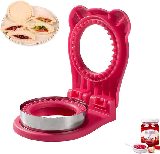 CHICHAUS Uncrustable Sandwich Maker,Sandwiches Pocket Circle Shape 3.7Inch Sandwich Cutter and Sealer,Sandwich Cutter for Kids Breakfast and lunchboxes (Rose Red)