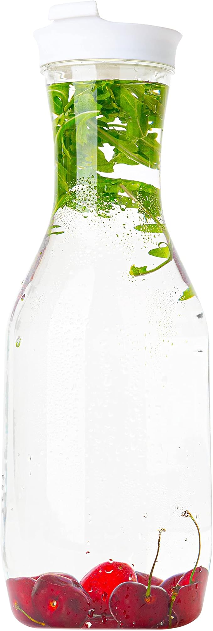 Clear Plastic Water Pitchers Carafes with Flip top White Lids 50 OZ Heavy Duty Beverage Pitcher Jug for Juice or iced Coffee Great for Mimosa bar Restuarants ot Schools Pack of 6