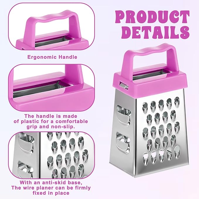 6Pcs Mini Cheese Grater, Stainless Steel Professional Box Grater Efficient Kitchen Small Gadget for Grating Garlic Ginger Vegetable Chocolate Parmesan