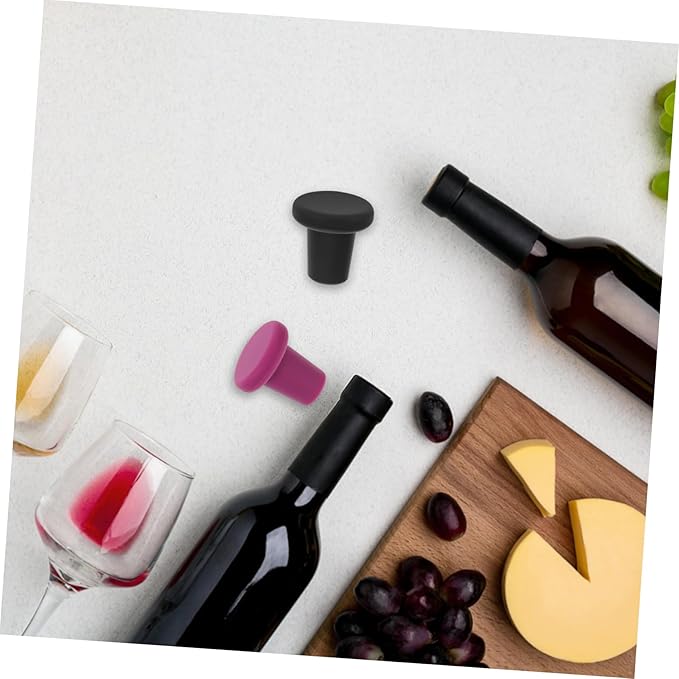 OUNONA 30pcs Silicone Wine Stoppers Reusable Bottle Caps for Airtight Sealing Deep Grey for Wine Preservation and Party Use