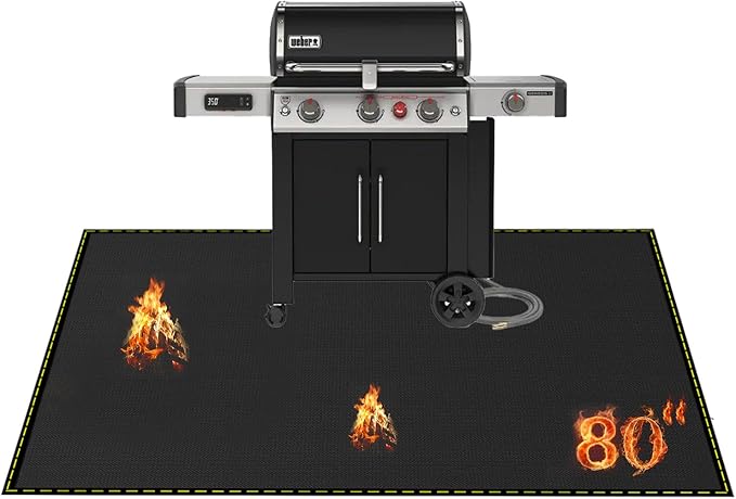 80x48 Inch Large Under Grill Mat for Outdoor Grill Deck Patio Protector, Silicone Fireproof Waterproof Oil-proof BBQ Floor Matt Pad