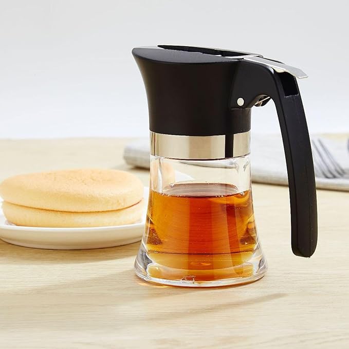 3.38Oz Honey Dispenser, No Drip Honey Jar Maple Syrup Dispenser Easy to Clean Olive Oil Dispenser with Handle Sugar Dispenser for Kitchen Cooking