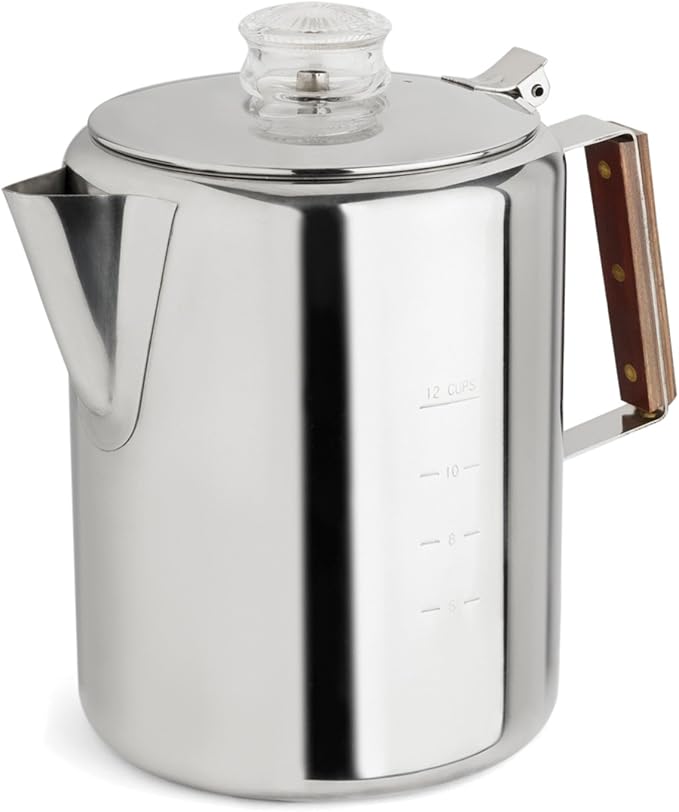 Rapid Brew Stainless Steel Stovetop Percolator Coffee Pot, 12-Cup