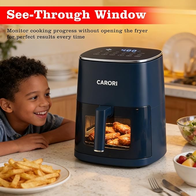 6Qt Air Fryer with Viewing Window, 12 Preset, Large Capacity, 400℉ Max Crisp, 1700W Quick Even Easy Meals, Nonstick Dishwasher Safe Basket, Bake Roast Dehydrate Reheat