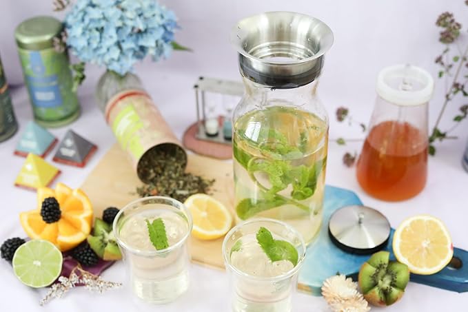 Teabloom Multi-Beverage Carafe (40 OZ / 1.2 L / 4-5 CUPS) – Brew and Serve Iced Tea, Cold Brew Tea and Fruit Infused Water – Cypress Carafe