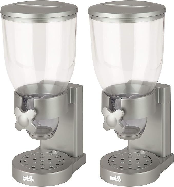 Honey-Can-Do Zevro /GAT102 Indispensable Dry Food Dispenser, Single Control, Silver (Pack of 2)