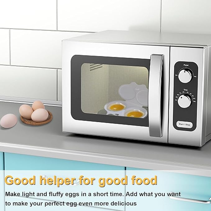 Egg Poacher, Microwave Egg Boiler Poacher, Microwave Egg Poacher, 2 Cavity Nonstick Maker With Lid, Cooker, Specialty Cookware