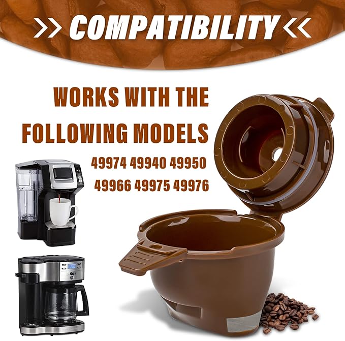 Single Serving Ground Coffee Brew Filter/Holder Basket for Hamilton beach flexbrew replacement parts 49957 49974 49976 49979 49957 49954 49947 49940 49950 49966 49968 Reusable coffee filter Brown (1)