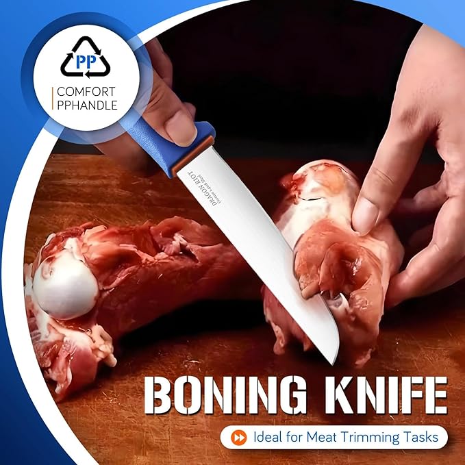 DRAGON RIOT Boning Knife 6 Inch,Ultra Sharp German Stainless Steel,Professional Meat Trimming Knife with Ergonomic Anti-Slip Handle,Ideal for Butchering, Trimming, Fish, Poultry