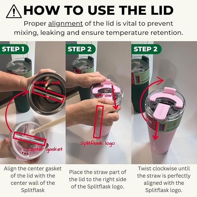 Splitflask Dual‑Chamber 30‑oz Travel Mug – Vacuum Insulated Stainless‑Steel Hot & Cold Tumbler, Leak‑Proof Lid, Cup‑Holder Friendly, BPA‑Free.