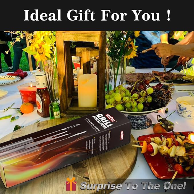 GRILLART Grill Tools Grill Utensils Set - 3PCS BBQ Tools, Stainless Barbeque Grill Accessories -Spatula/Tongs/Fork w/Insulated Glove, Ideal BBQ Set Grilling Tools for Outdoor Grill, Gifts for Men Dad