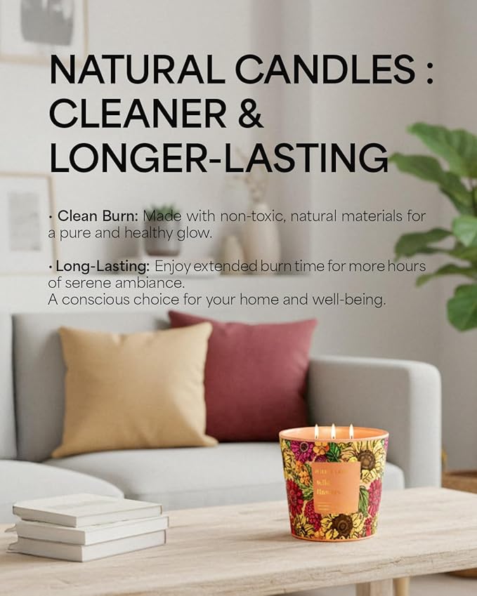 Wild Flowers Scented Candle, 30oz Natural Soy Wax, Large 3 Wicks Luxury Aromatherapy | Natural Candles Non-Toxic | 100+ Hour Clean Burn,Long Lasting Big Candles for Home Decor,Stress Relief,SPA