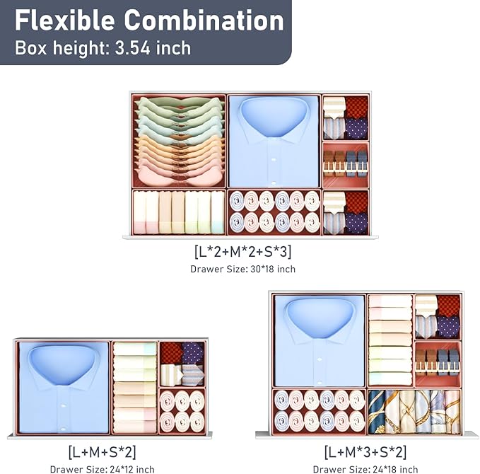 DIMJ Drawer Organizer Clothes Storage - 28 Pack Baby Dresser Organizer for Nursery, Foldable Closet Drawer Organizer Bins for Bedroom Organization, Fabric Storage Dividers for Socks, Underwears, Bras
