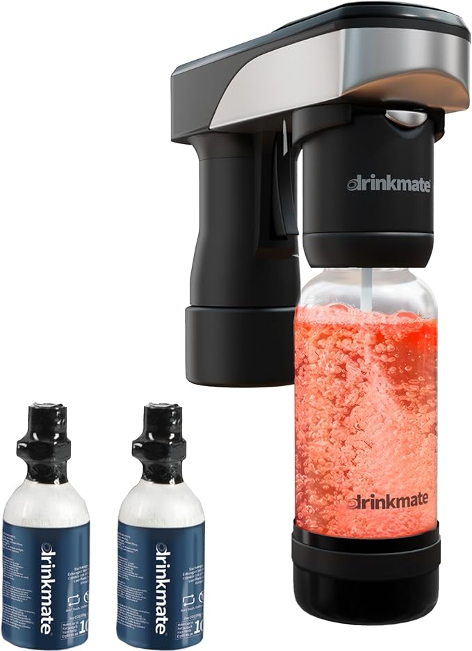 Drinkmate Spritzer Portable Sparkling Water and Soda Streaming Machine | Carbonates Any Drink | Includes Two 3oz CO2 Cartridges + One BPA-Free Bottle