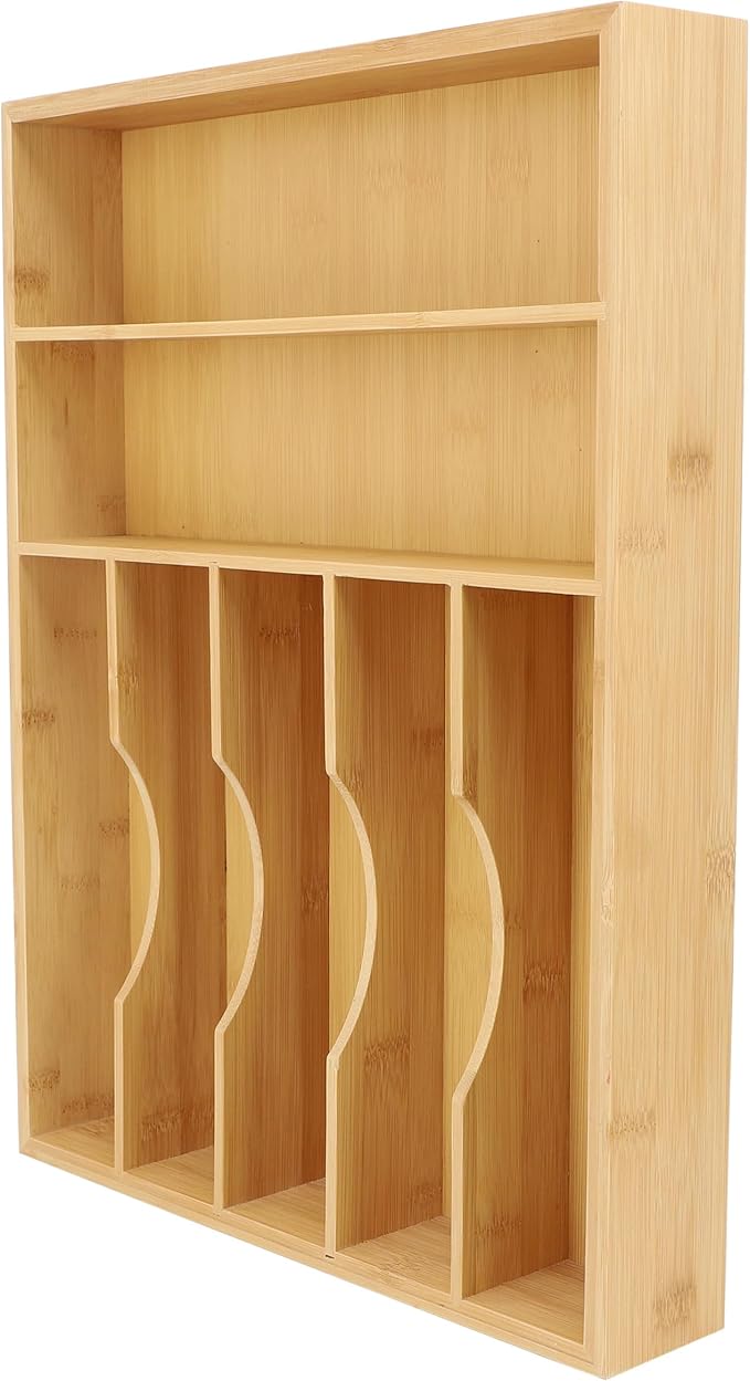 Elama 7 Section Bamboo Wood Drawer Organizer Tray, Utensil Storage, Desk Drawer Storage (7 Section Tray)
