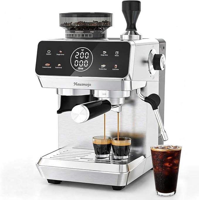 CM1620 Espresso Machine with Built-in Burr Grinder, 20 Bar Bean-to-Cup Espresso Maker with 44 Grind Settings & Steam Wand, Touchscreen Coffee Machine for Latte, Cappuccino & Iced Coffee