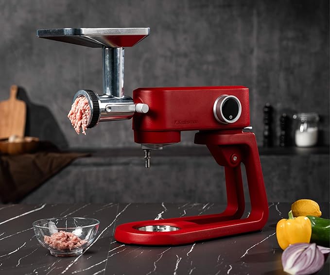 Stand Mixer Heavy Duty - All Metal Kitchen Standing Mixer 5.3 Quart with 4 Stainless Steel Attachments, DC Motor & Multifunctional Power Hub, 8-Speed & Timer, Lower Noise (Red)