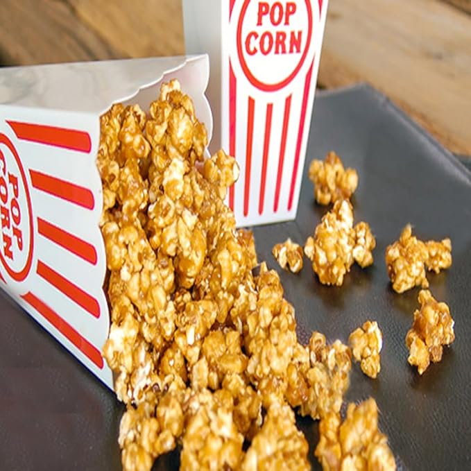 Novelty Place Plastic Red White Striped Classic Popcorn Containers for Movie Night - 7.8 inch Tall x 3.8 inch Square (4 Pack)