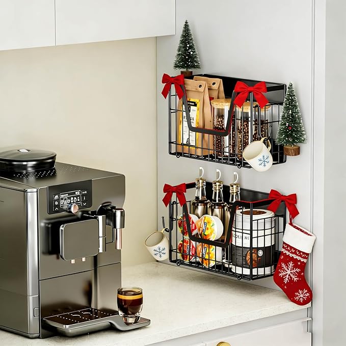 2 Set Magnetic Shelf for Fridge, Potato & Onion Storage Bins, Magnetic Fruit Basket for Refrigerator Pantry Kitchen Counter Laundry, Magnetic Fridge Organizer Spice Snacks Magnet Fridge Shelf