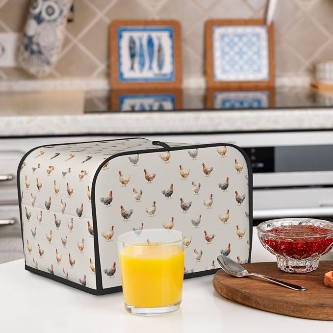 Toaster Cover 4 Slice Chicken Pattern Kitchen Small Appliance Covers with Pockets Dust and Fingerprint Protection