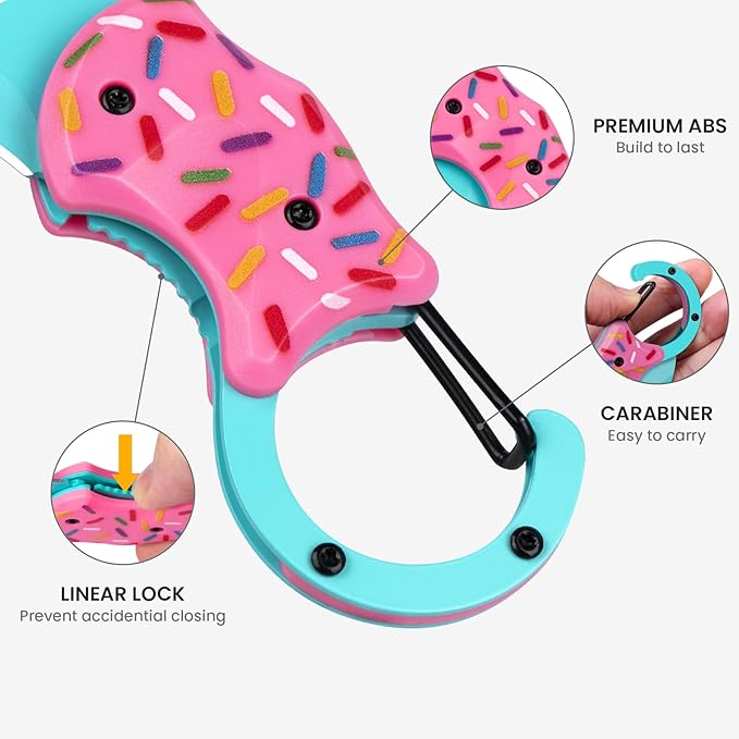 Small Pocket Knife for Women, Cute Donut Folding Box Cutter with 1.34 inch Sharp Blade, EDC Knives Tool for Everyday Carry, Great Gift for Her