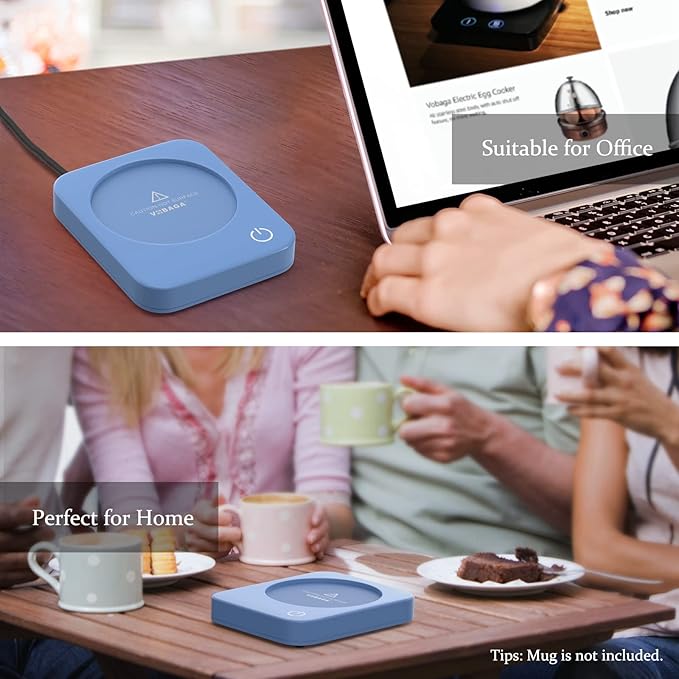 VOBAGA Coffee Mug Warmer for Desk with Auto Shut Off & 3-Temp Settings, Coffee Cup Warmer with Smart Safety Alert Home Office Accessory, Perfect for Coffee, Tea, Milk (No Mug)