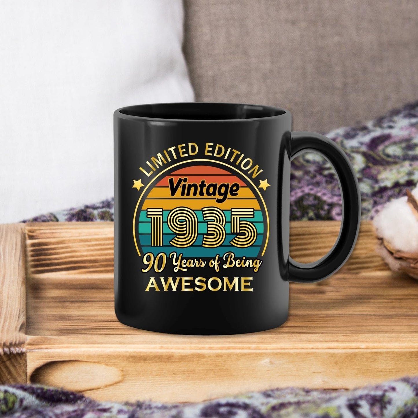 QUPT 90th Birthday Gifts for Women Men, 90th Birthday Gifts for Him, 1935 Birthday Gifts for Women Men, 90 Years Old Gifts, 1935 Birthday Gifts for Her Him, 90th Birthday Presents Coffee Mug