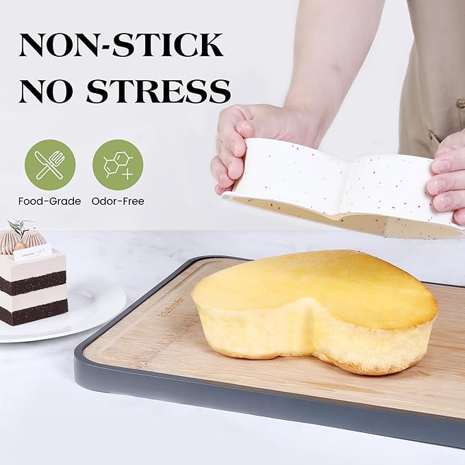 6 Inch Silicone Heart Shaped Cake Pans 2 Pcs Small Heart Cake Pan Set Nonstick Silicone Heart Molds for Baking (Cream)