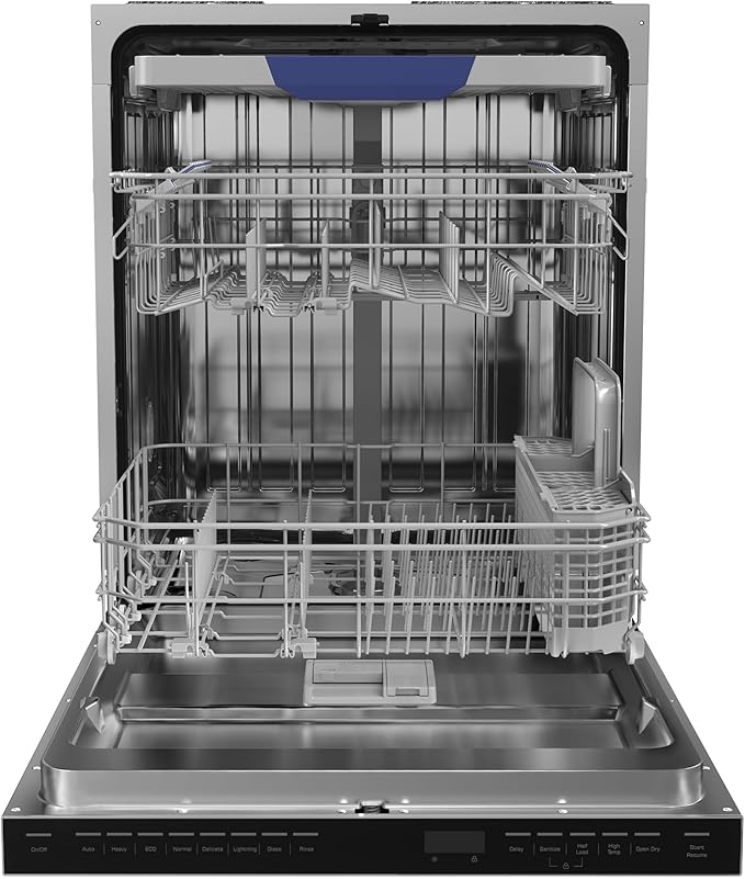 Empava 24” Built-in Dishwasher with Stainless Steel Tub, 15 Place Settings, 8 Wash Cycles, 3rd Racks, Auto Door Dry, 49 dB Quiet, ENERGY STAR Certified