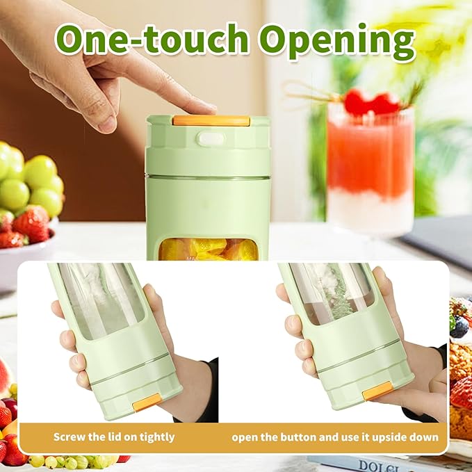 Slim Portable Blender Cup, 20oz (600ml) Personal Travel Juicer with Leakproof Lid, USB-C Rechargeable Licuadora Portatil for Smoothies and Shakes, Auto-Cleaning(white)