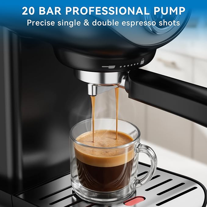 XIXUBX Espresso Machine, 20 Bar Pump Temperature Control, Compact Espresso Maker with Steam Milk Frother, Professional Coffee Makers for Home, Cappuccino Latte Machine, Gifts for Coffee Lover