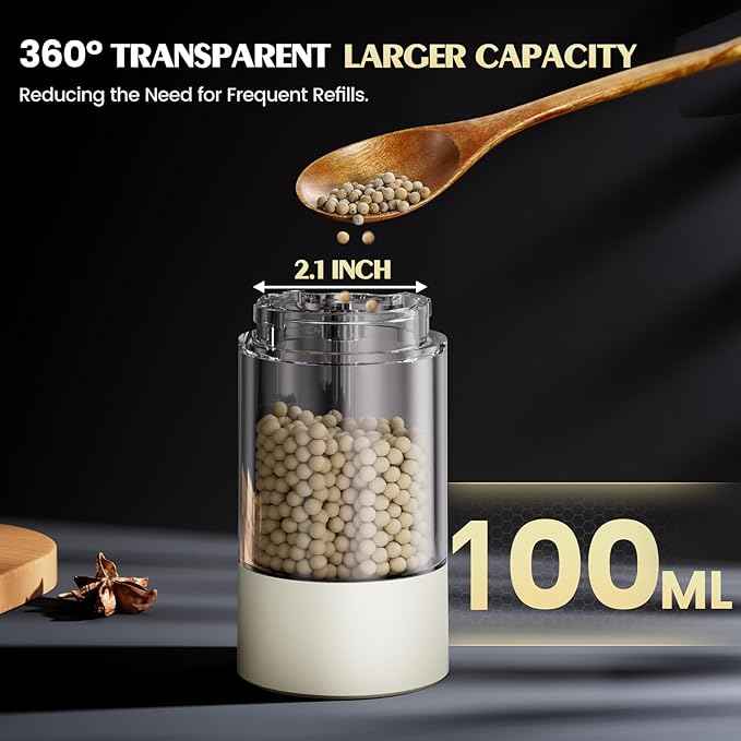 Salt and Pepper Grinder Set Electric Adjustable Coarseness Salt Pepper Grinder Shakers House Warming Gifts Automatic Battery Pepper Mill Shakers Gifts for Women Wedding Registry Must Haves