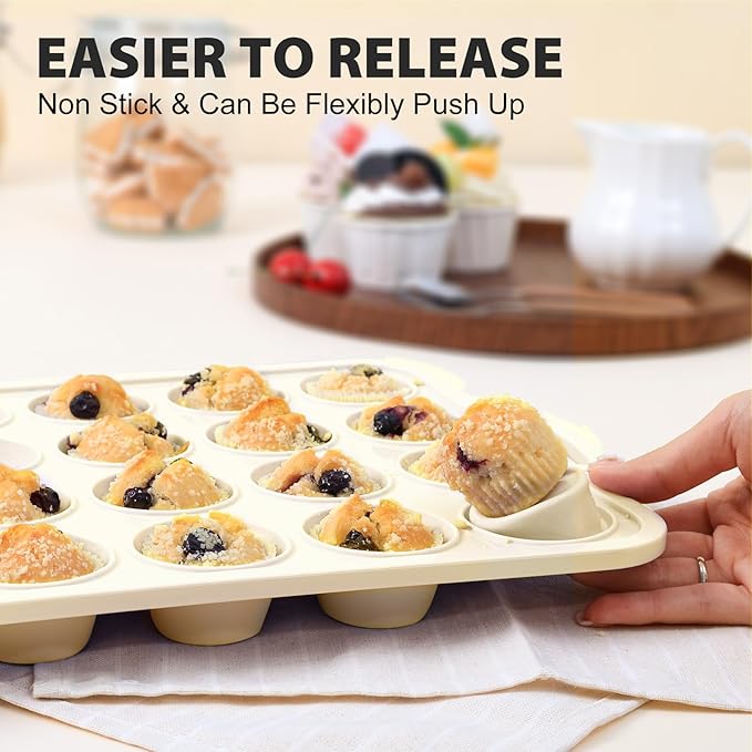Silicone Muffin Pan Set：3Pcs Silicone Cupcake Molds for Baking Metal Frame - Nonstick Jumbo Muffin Pan - Mini Cupcake Tin - Regular Tray For English Blueberry Chocolate Egg Bites - Baker Lovers