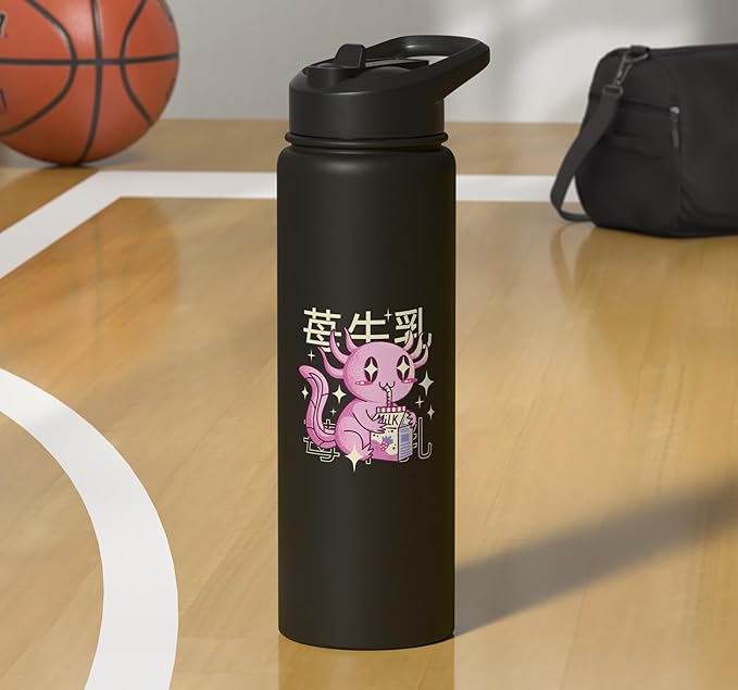 Cute Sea Creature Drinking Milk Japanese Art Kawaii Stainless Steel Insulated Water Bottle