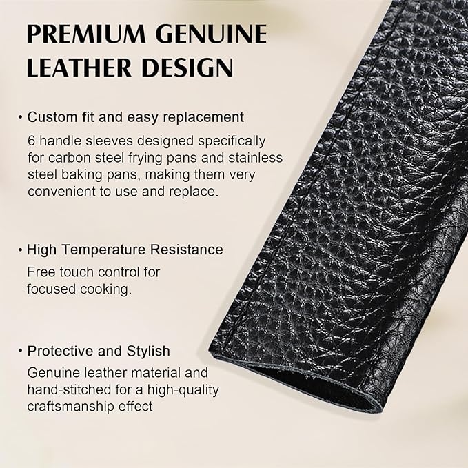 3 Pairs Leather Handle Covers, Heat Resistant Removable Griddle Handle Covers, for Cast Iron Carbon Steel Griddle and Grill Press, 4.25 x 1.5 Inches, Set of 6, Brown Black Burgundy