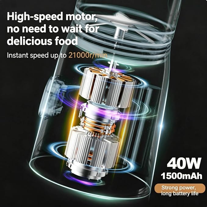 Portable Blender Cup,Electric USB Juicer Blender,Portable Juicer For Shakes and Smoothies, juice,450ml, ten Blades Great for Mixing