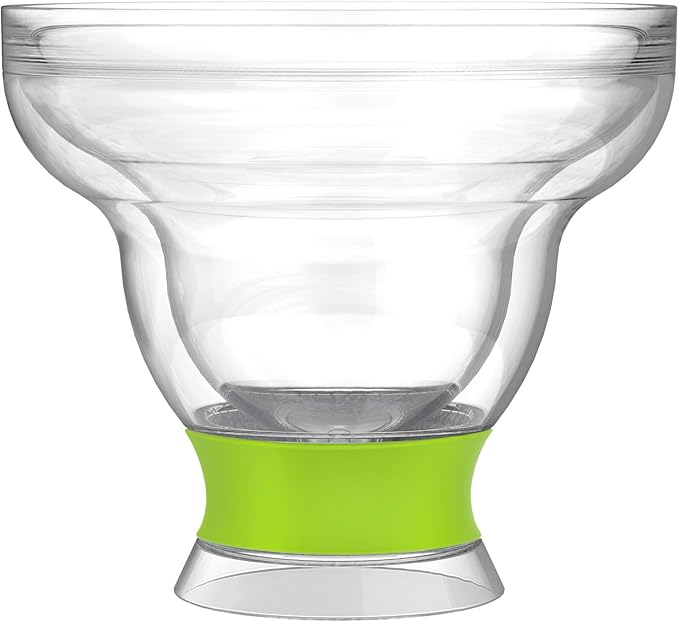 Host FREEZE Stemless Margarita Glasses, Insulated Plastic Cocktail Glasses for Frozen Drinks, Double Wall Chiller Cups for Beach, Outdoor Party, Home Bar, Margarita Gifts, 12 oz, Set of 2, Green